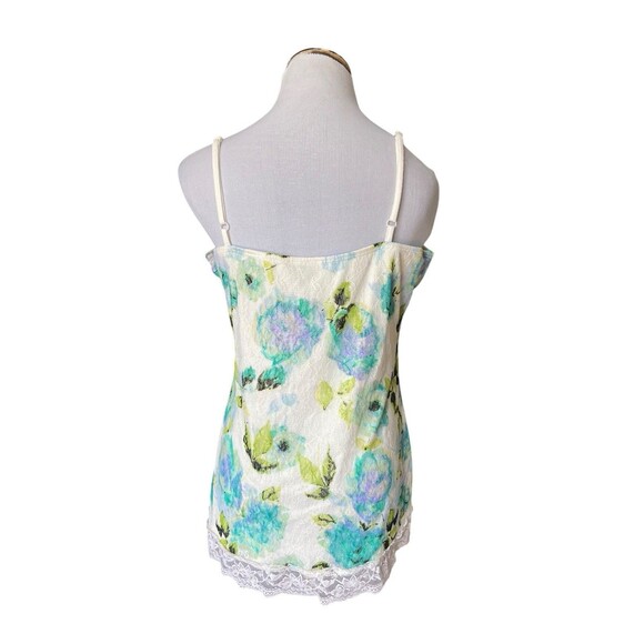 Women Y2K Lace Trim Floral Cami Size XL Blue Overlay Romantic Fairy Coquette - Picture 8 of 14